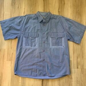 Vintage 1990's Bugle Boy Blue striped button-up shirt with chest pockets